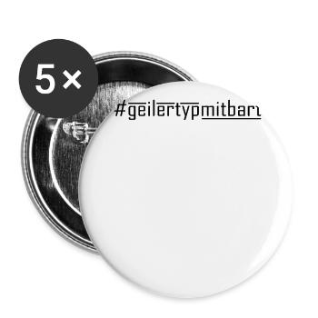Geiler Typ Mit Bart - Hashtag #geilertypmitbart - Buttons groß 56 mm (5er Pack) - Weiß - Vorne