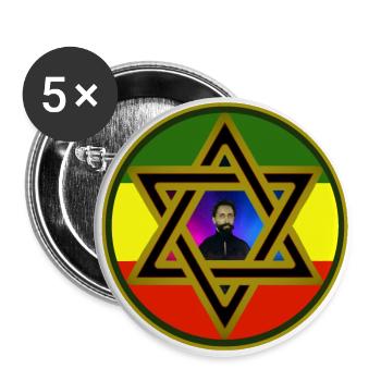 Haile Selassie I. in the Star of David on Rasta colors - Buttons large 2.2''/56 mm (5-pack) - white - Front