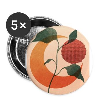 Neutral Boho Art Print, with moon and plant - Buttons groß 56 mm (5er Pack) - Weiß - Vorne