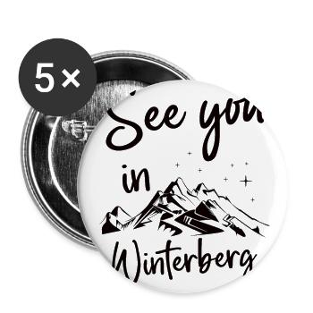 Winterberg Skifahren Snowboarden im Sauerland - Buttons groß 56 mm (5er Pack) - Weiß - Vorne