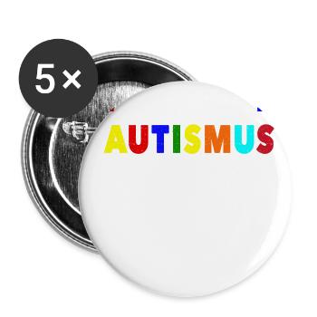 Ich bin Autist Was sind deine Autismus - Buttons groß 56 mm (5er Pack) - Weiß - Vorne