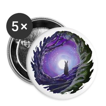 Hase schaut in den Nachthimmel Mond Geschenk - Buttons groß 56 mm (5er Pack) - Weiß - Vorne