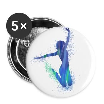 sauter, bronzage, danseur, graffiti, bleu, vert, joie - Lot de 5 grands badges (56 mm) - blanc - Devant