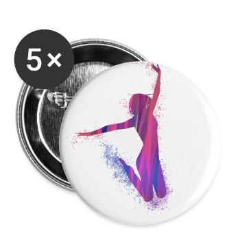 sauter, danse, danseur, graffiti, rose, rose - Lot de 5 grands badges (56 mm) - blanc - Devant