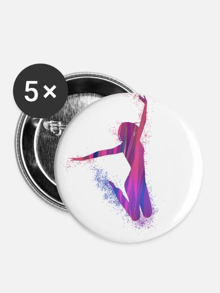 sprung,tanz,tänzerin,graffiti,pink,rosa - Buttons groß 56 mm (5er Pack) - Weiß