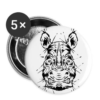 Nashorn - Buttons groß 56 mm (5er Pack) - Weiß - Vorne