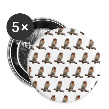 Robin Bird Friend Gift - Buttons large 2.2''/56 mm (5-pack) - white - Front