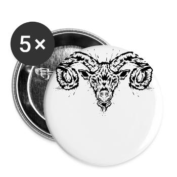 Capricorne - Lot de 5 grands badges (56 mm) - blanc - Devant