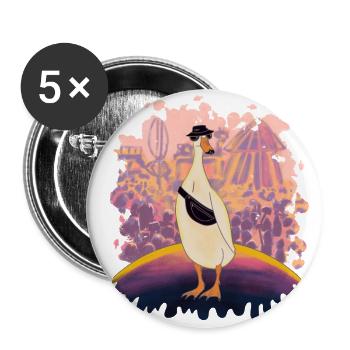 Party duck is at the start! - Buttons large 2.2''/56 mm (5-pack) - white - Front