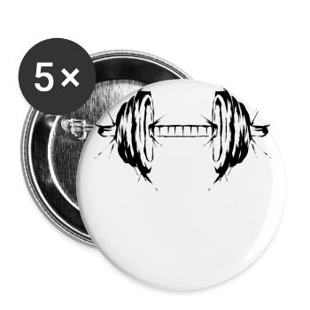 Hantel Fitness - Buttons groß 56 mm (5er Pack) - Weiß - Vorne