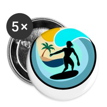 Surfen Skimboarding Surfer Skimboard Wellenreiten - Buttons groß 56 mm (5er Pack) - Weiß - Vorne
