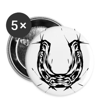 Hufeisen Reiter Pferd - Buttons groß 56 mm (5er Pack) - Weiß - Vorne