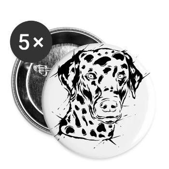 Dalmatiner - Buttons groß 56 mm (5er Pack) - Weiß - Vorne