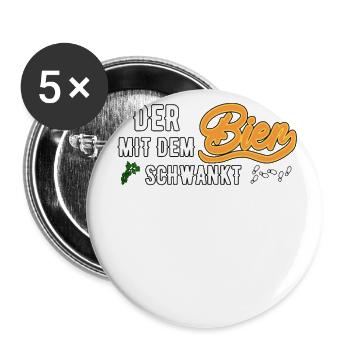 Der mit dem Bier schwankt - Buttons groß 56 mm (5er Pack) - Weiß - Vorne