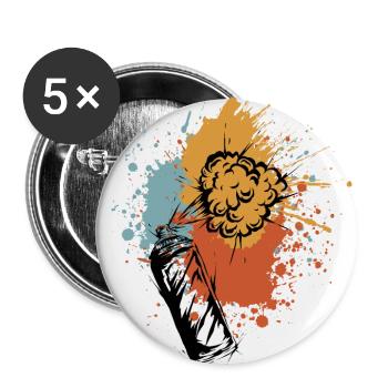 Spray can graffiti - Buttons large 2.2''/56 mm (5-pack) - white - Front