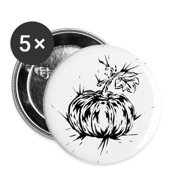 Citrouille Automne - Lot de 5 grands badges (56 mm) - blanc - Devant