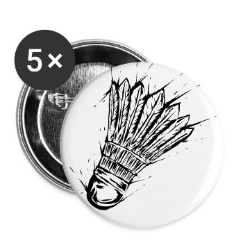 Badminton Federball - Buttons groß 56 mm (5er Pack) - Weiß - Vorne