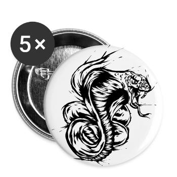Serpent Cobra - Lot de 5 grands badges (56 mm) - blanc - Devant