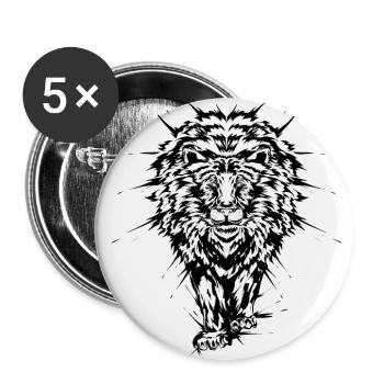 Lion - Buttons large 2.2''/56 mm (5-pack) - white - Front