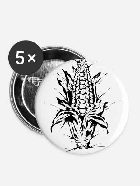 Mais Maiskolben - Buttons groß 56 mm (5er Pack) - Weiß