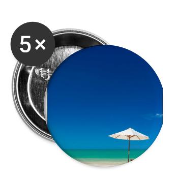 Sommerurlaub Am Sandstrand am Meer - Buttons groß 56 mm (5er Pack) - Weiß - Vorne