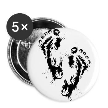 Fußabdruck Barfuß - Buttons groß 56 mm (5er Pack) - Weiß - Vorne