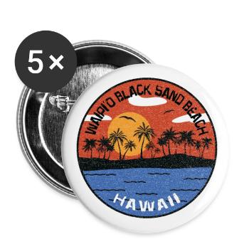 Sonnenuntergang Waipi'O Schwarzer Sandstrand Hawaii - Buttons groß 56 mm (5er Pack) - Weiß - Vorne