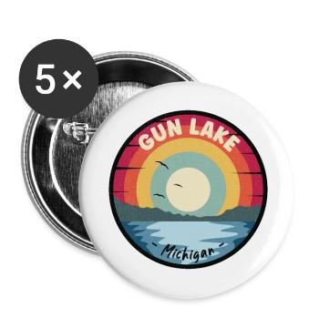 Gun Lake Michigan coloré - Lot de 5 grands badges (56 mm) - blanc - Devant