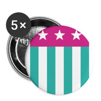 Stars and Stripes Flag Pink Green - Buttons large 2.2''/56 mm (5-pack) - white - Front