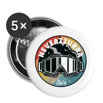 Skifahren in Neveazzurra Italien - Buttons groß 56 mm (5er Pack) - Weiß - Vorne