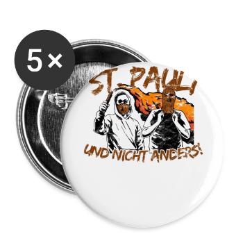 St Pauli und nicht anders UPDATE - Buttons groß 56 mm (5er Pack) - Weiß - Vorne