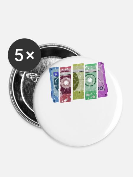 Cassette Colours - Buttons groß 56 mm (5er Pack) - Weiß