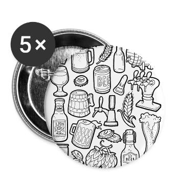Beer Doodle - Buttons large 2.2''/56 mm (5-pack) - white - Front