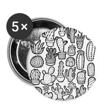 Cactus Doodle - Buttons large 2.2''/56 mm (5-pack) - white - Front