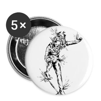 Skater Girl Skateboard - Buttons large 2.2''/56 mm (5-pack) - white - Front