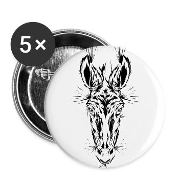 Donkey Horse Head - Buttons large 2.2''/56 mm (5-pack) - white - Front