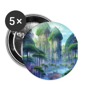 Magischer Märchenwald aus der Zukunft - Buttons groß 56 mm (5er Pack) - Weiß - Vorne