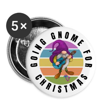 FUNNY RETRO "GOING GNOME FOR CHRISTMAS" SUNSET - Buttons large 2.2''/56 mm (5-pack) - white - Front