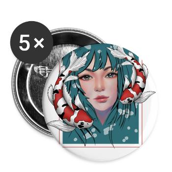 Anime Koi - Buttons large 2.2''/56 mm (5-pack) - white - Front