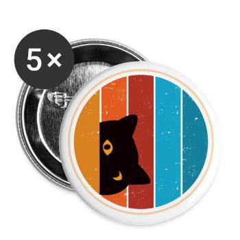 Drôle de look de chat - Lot de 5 grands badges (56 mm) - blanc - Devant