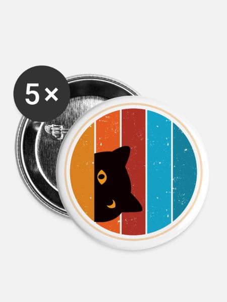 Lustige Katze Blick - Buttons groß 56 mm (5er Pack) - Weiß