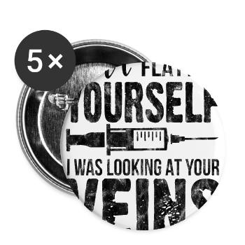 Ne te flatte pas, je regardais tes veines - Lot de 5 grands badges (56 mm) - blanc - Devant