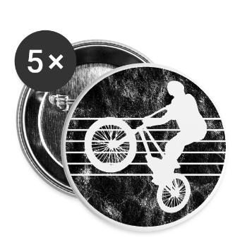 BMX Rad Fahrrad Retro Geschenk Bicycle Motocross - Buttons groß 56 mm (5er Pack) - Weiß - Vorne