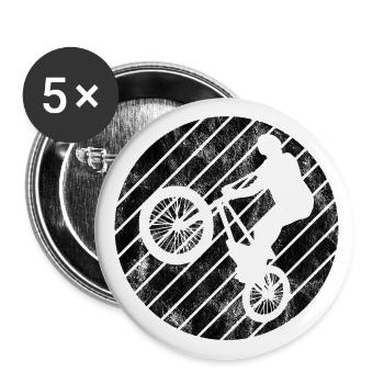 BMX Bike Bike Retro Gift Bicycle Motocross - Buttons large 2.2''/56 mm (5-pack) - white - Front