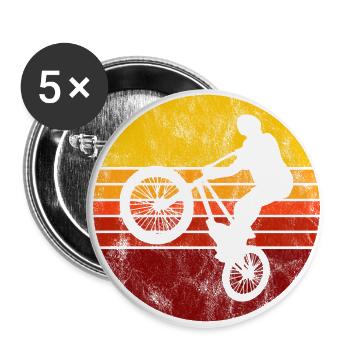 BMX Rad Fahrrad Retro Geschenk Bicycle Motocross - Buttons groß 56 mm (5er Pack) - Weiß - Vorne