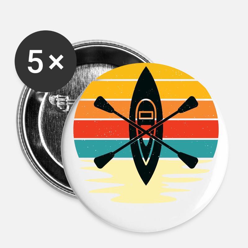 Kayak with paddle at sunset - Buttons large 2.2''/56 mm (5-pack) - white