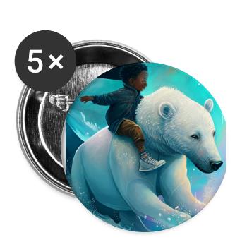 Balades pour enfants ours polaires - Lot de 5 grands badges (56 mm) - blanc - Devant
