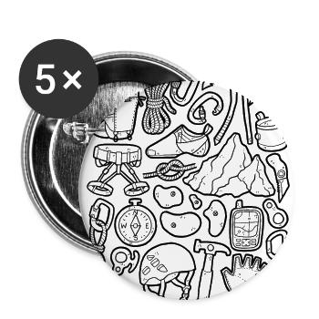 Klettern und Bergsteigen - Buttons groß 56 mm (5er Pack) - Weiß - Vorne