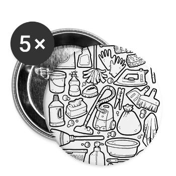 House cleaning Doodles - cleaning, mopping, cleaning - Buttons large 2.2''/56 mm (5-pack) - white - Front