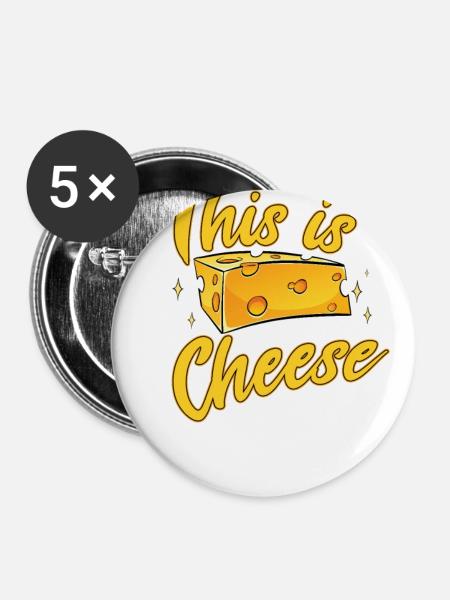 Cheese This is Cheese - Buttons groß 56 mm (5er Pack) - Weiß